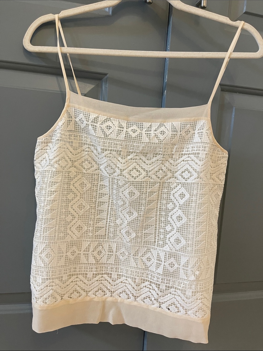 Club Monaco Cream Lace Overlay Spaghetti Strap Cami